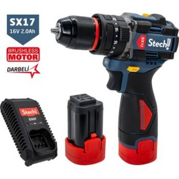 Stechend SX17-2X2.0 Akülü Kömürsüz Darbeli Matkap 16V 2.0Ah 50Nm (Çift Akülü)