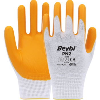 BEYBİ PN2 Polyester Örme Nitril Eldiven Sarı